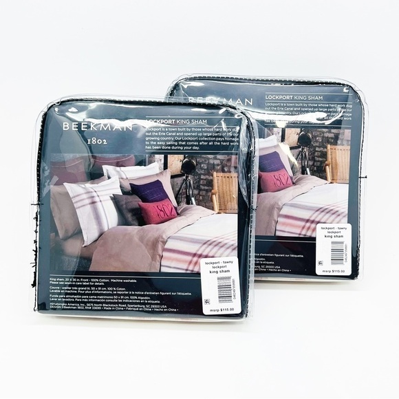 Beekman 1802 Lockport King Shams Tawny Plaid Pair Set of Two Cotton New NWT - Picture 4 of 7